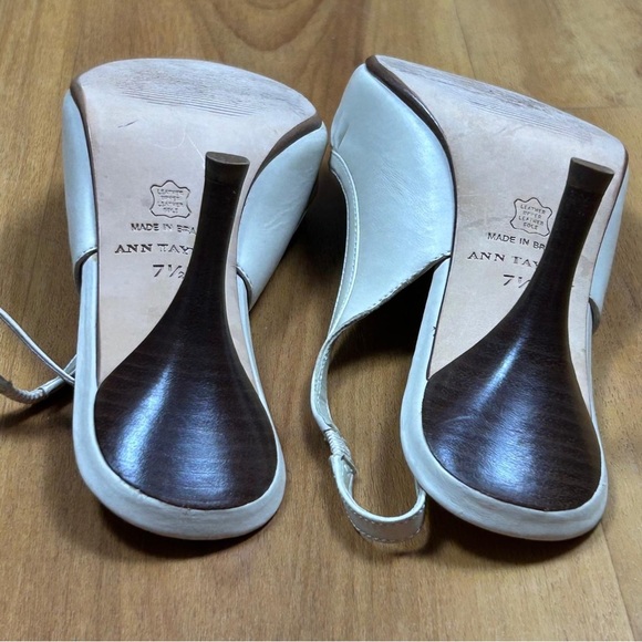 Ann Taylor Cream Slingback Heels with Pleated Design - Picture 6 of 9